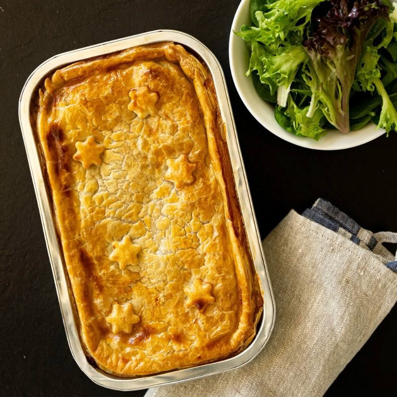 Chicken and Leek Pot Pie-2 Gattings, Food online, SaladsPea, Prosciutto, Green Bean, Cherry Tomato and Hazelnut Salad